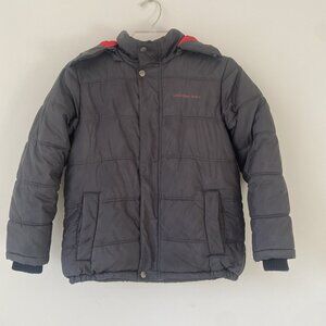 Calvin Klein Jeans Hooded Puffer Winter Jacket/coat Gray Red Lined Hooded